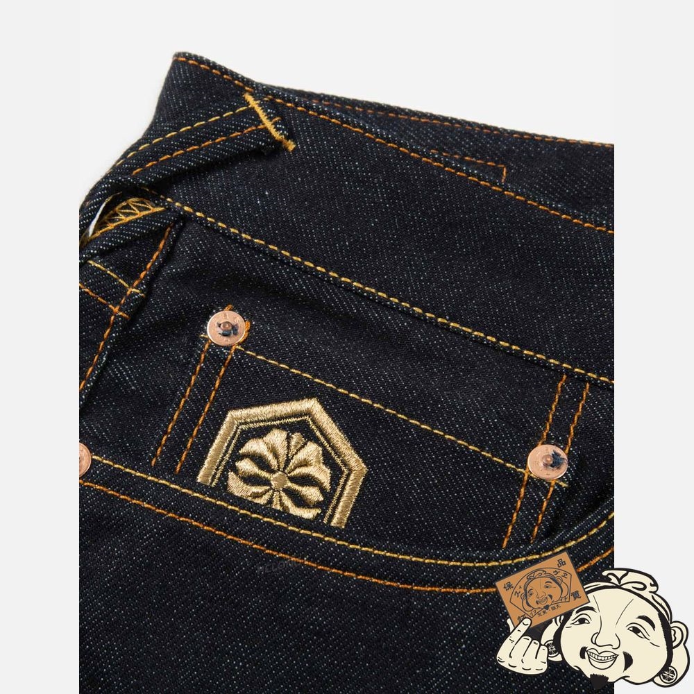 Men Evisu HAND-BRUSHED STYLE DAICOCK CARROT-FIT DENIM JEANS #2017 Indigo | 103TAILFC