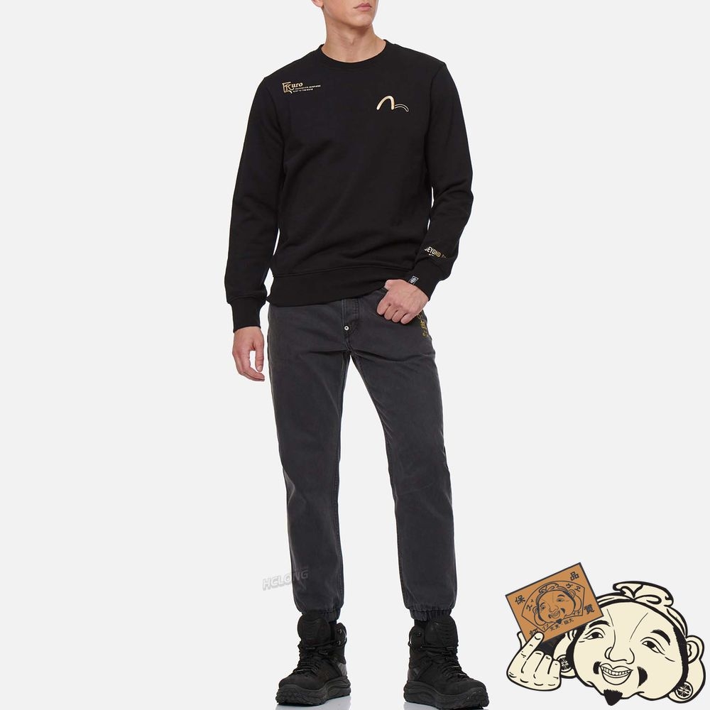 Men Evisu HANNYA AND SASHIKO PRINT SWEATSHIRT Noir | 456BAZKGW