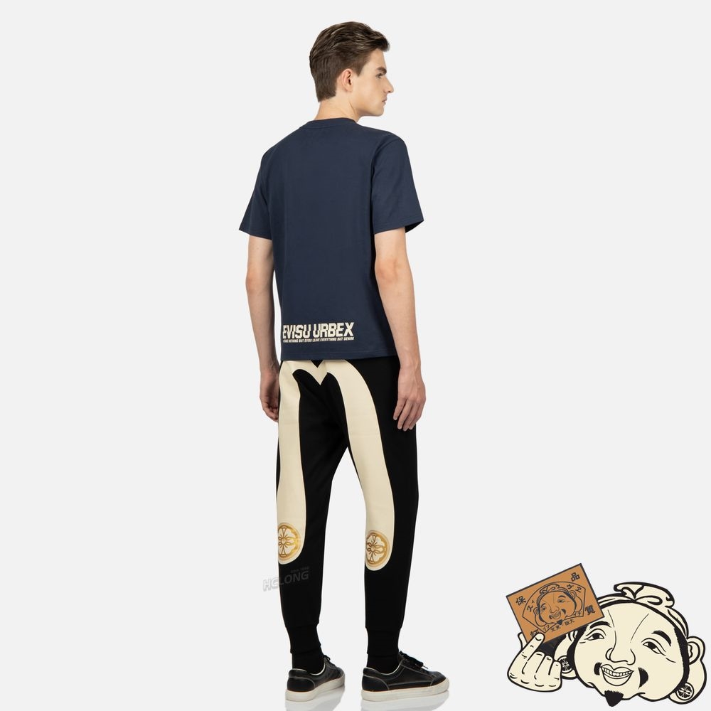 Men Evisu KAMON AND DAICOCK PRINT SWEATPANTS Noir | 915TEYLVW