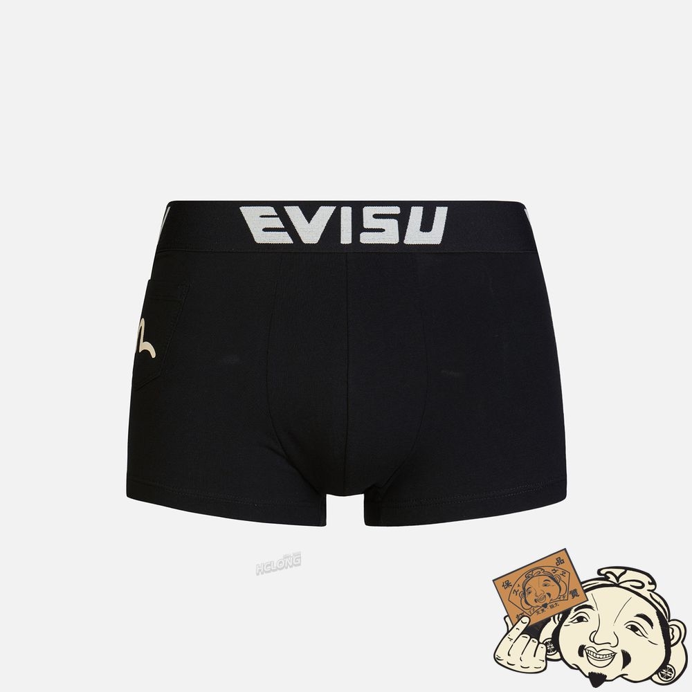 Men Evisu KAMON AND DAICOCK PRINT TRUNKS Noir | 720APZQGF