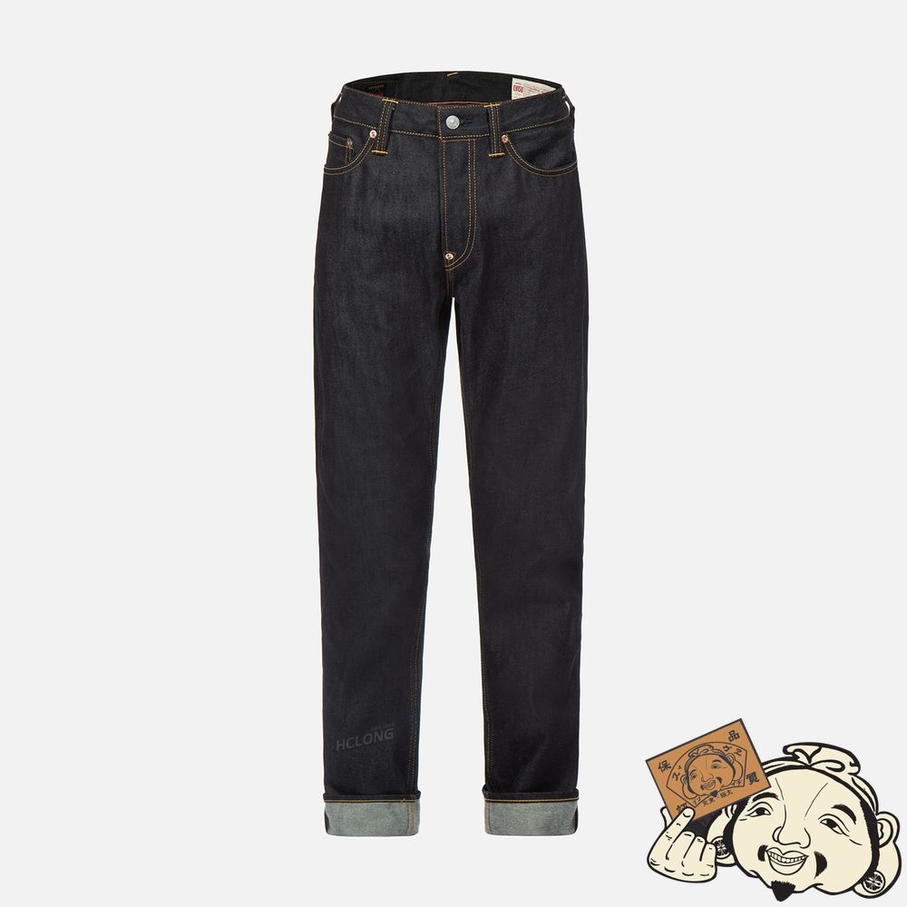 Men Evisu KAMON AND GRAFFITI LOGO PRINT CARROT-FIT DENIM JEANS #2017 Indigo | 436MOXAYS