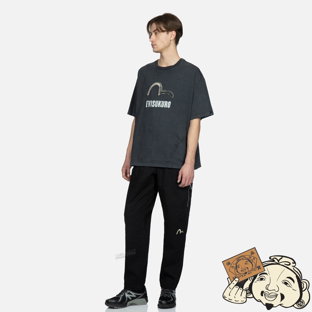 Men Evisu KAMON AND LOGO EMBROIDERY CARGO PANTS Noir | 957AXVULY