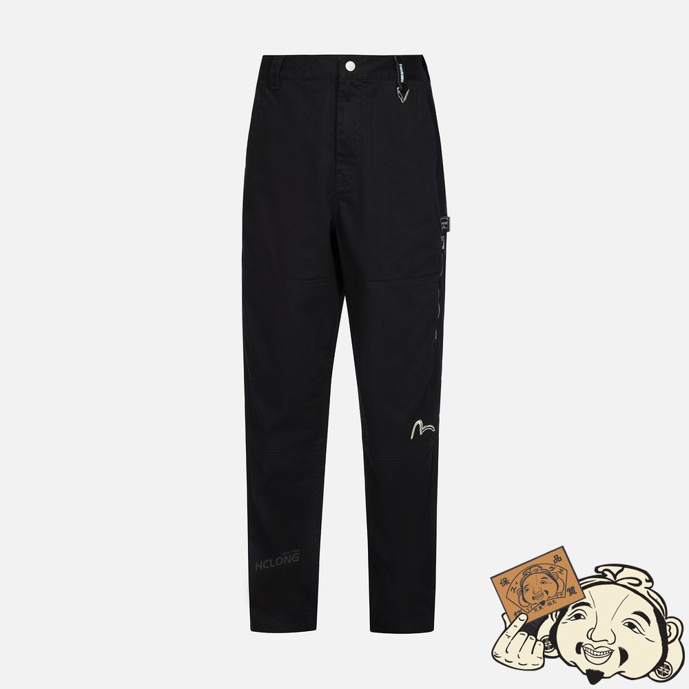 Men Evisu KAMON AND LOGO EMBROIDERY CARGO PANTS Noir | 957AXVULY