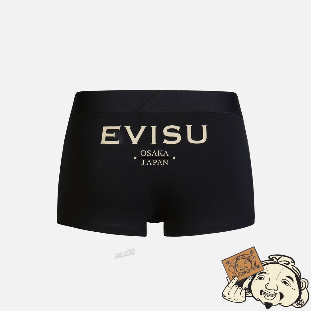 Men Evisu KAMON AND LOGO PRINT TRUNKS Noir | 069ZHTEAW