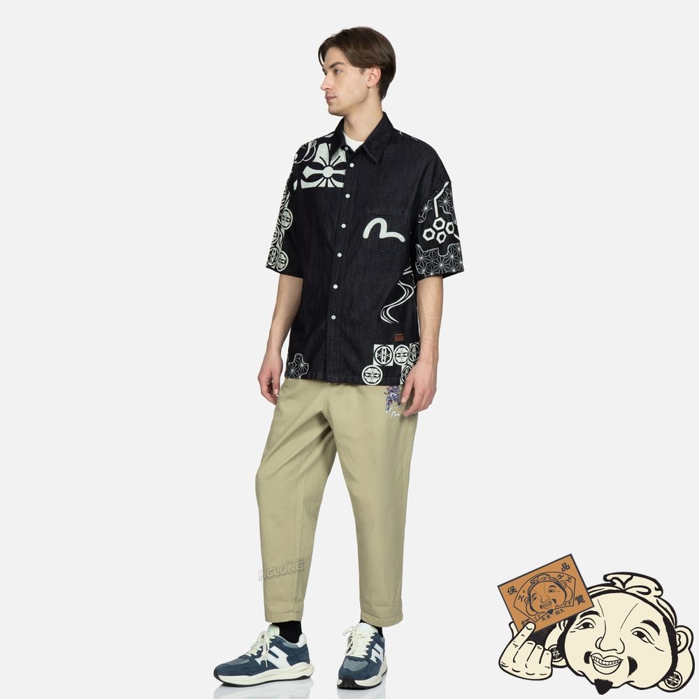 Men Evisu KAMON AND SEAGULL PRINT DENIM SHIRT Indigo | 783PYTKSZ
