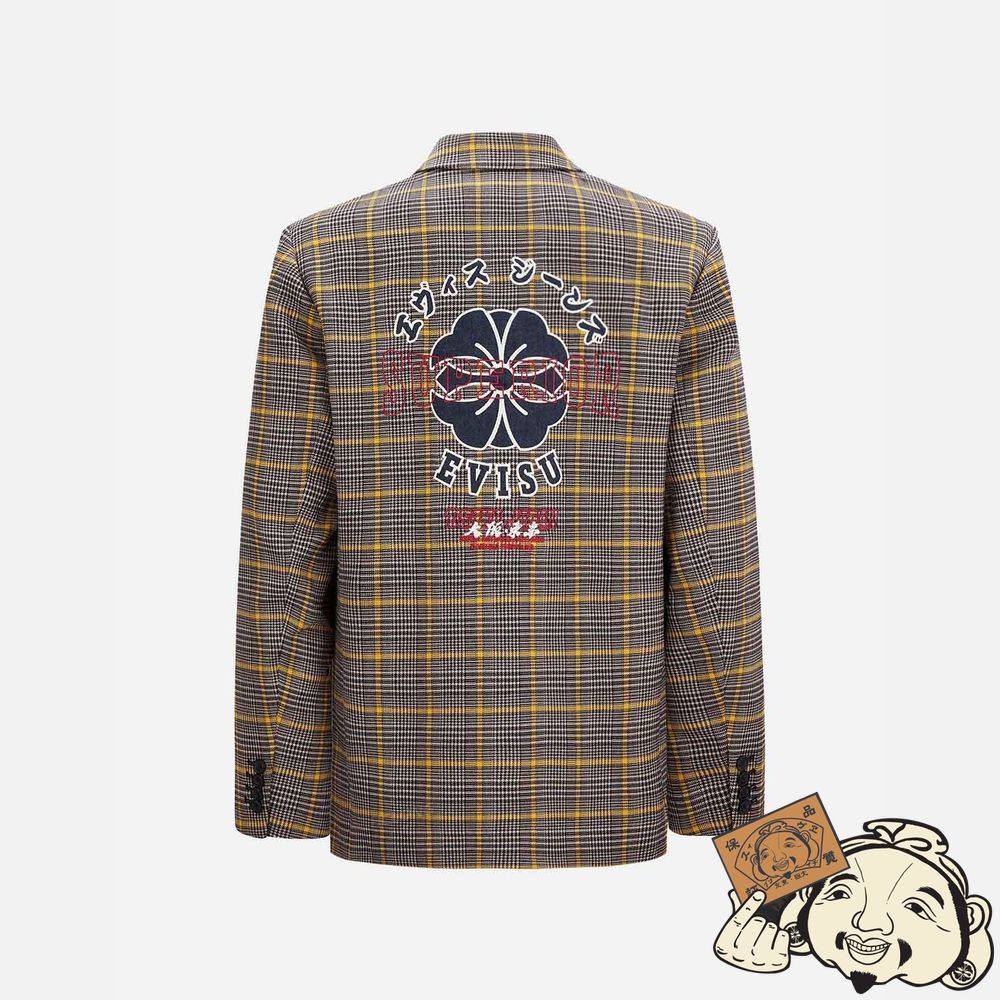 Men Evisu KAMON APPLIQUÉ CHECKED BLAZER CHECK | 541AXZJQO