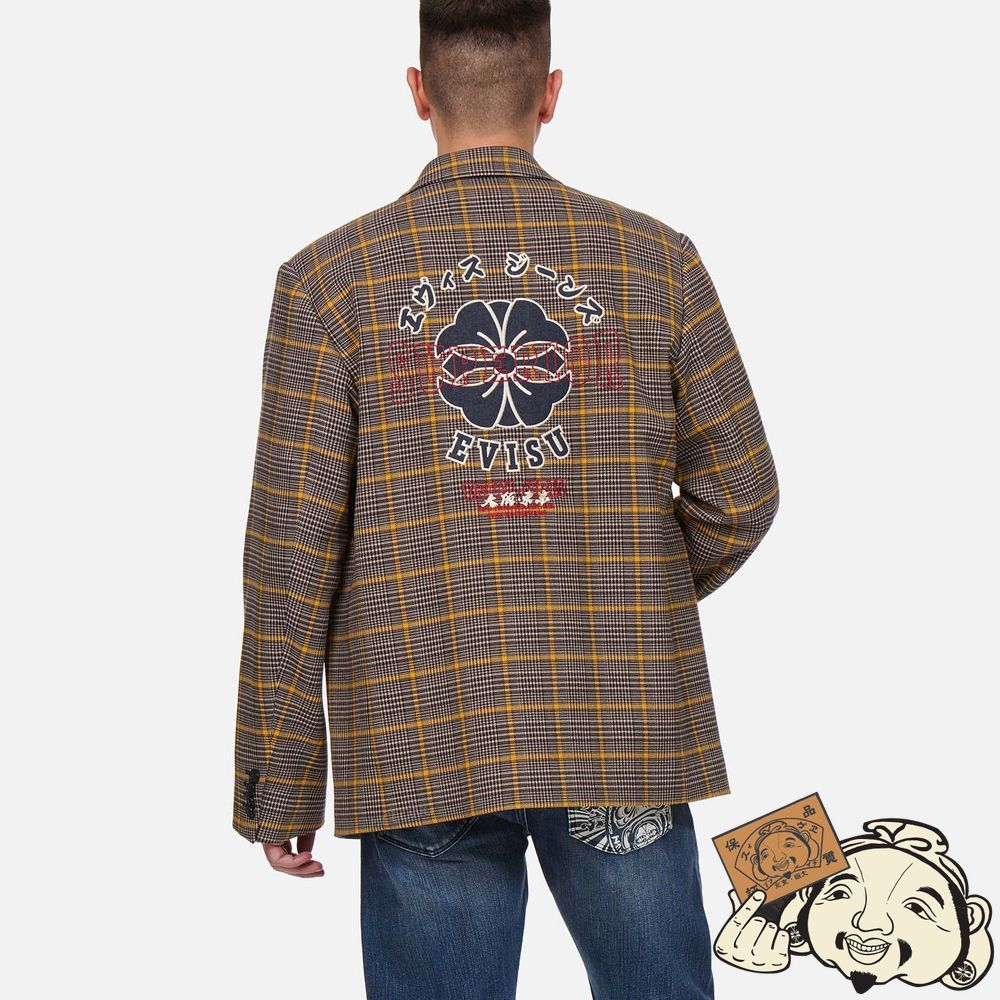 Men Evisu KAMON APPLIQUÉ CHECKED BLAZER CHECK | 541AXZJQO