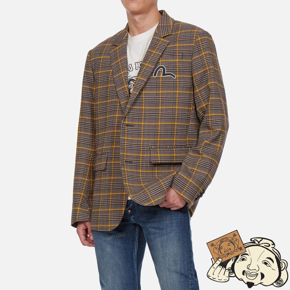 Men Evisu KAMON APPLIQUÉ CHECKED BLAZER CHECK | 541AXZJQO