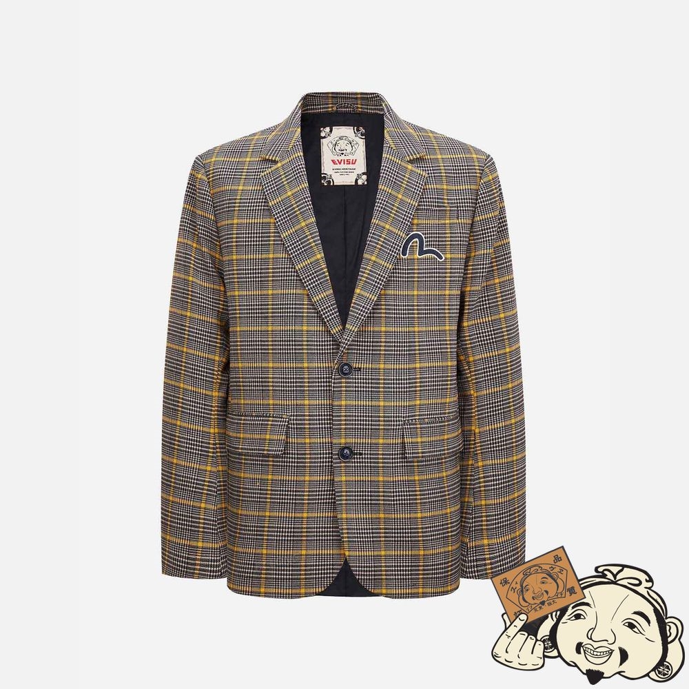 Men Evisu KAMON APPLIQUÉ CHECKED BLAZER CHECK | 541AXZJQO