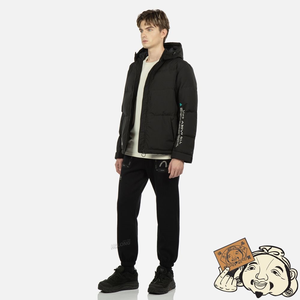 Men Evisu KAMON EMBOSSED DOWN JACKET Noir | 965HNZYOT