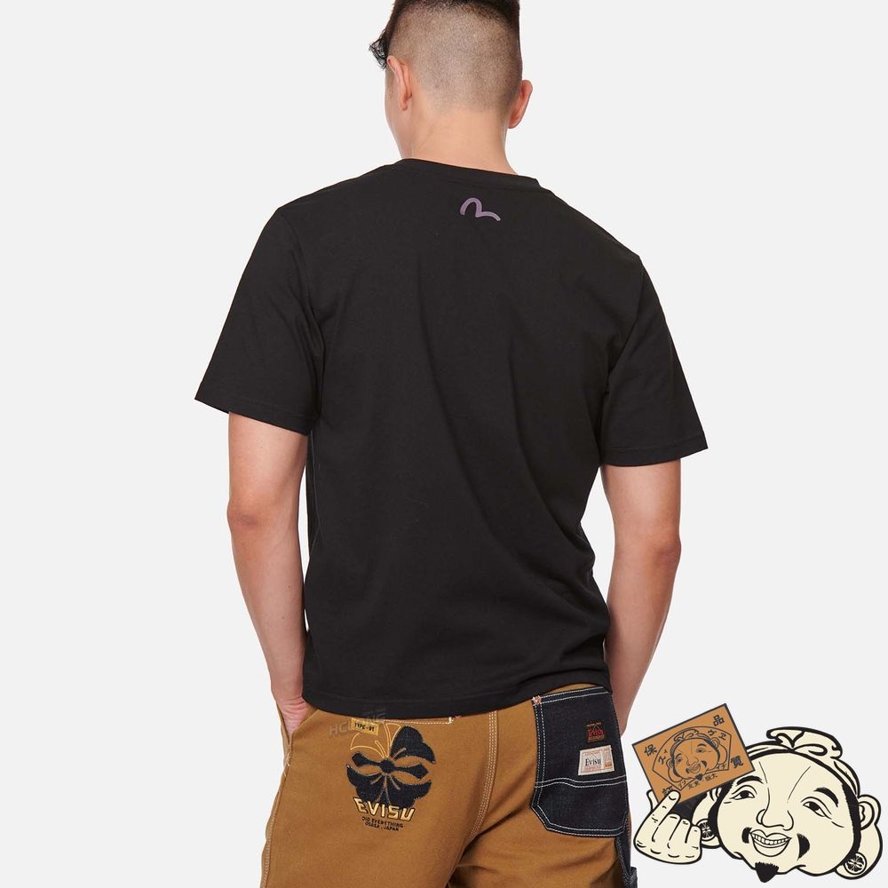 Men Evisu KAMON OUTLINE EMBROIDERED T-SHIRT Noir | 654MCOBKF