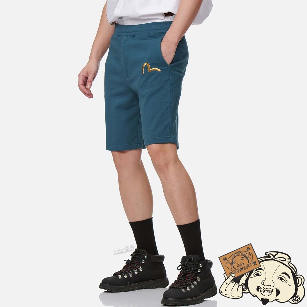 Men Evisu KAMON PRINT AND EMBROIDERY SWEAT SHORTS Paon | 130KSXTYN
