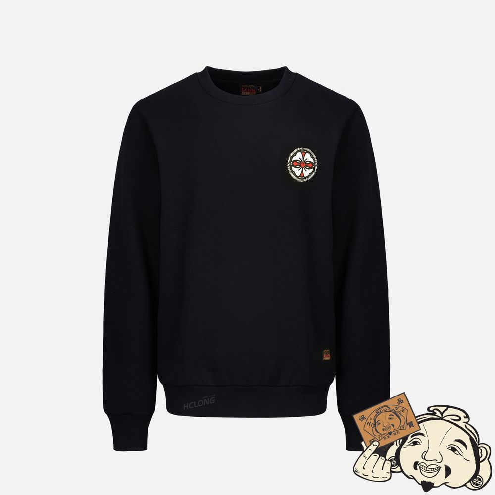 Men Evisu KAMON PRINT SWEATSHIRT Noir | 532ZXSKDW