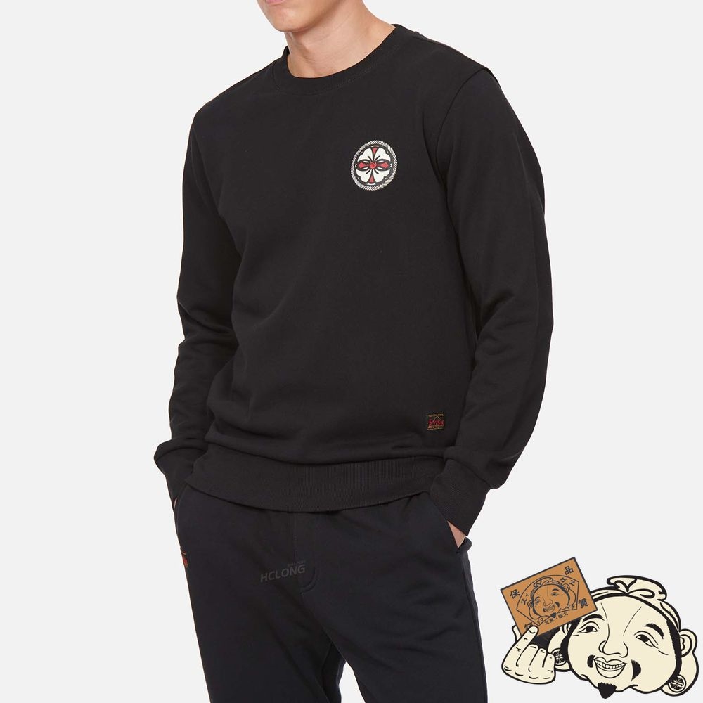 Men Evisu KAMON PRINT SWEATSHIRT Noir | 532ZXSKDW