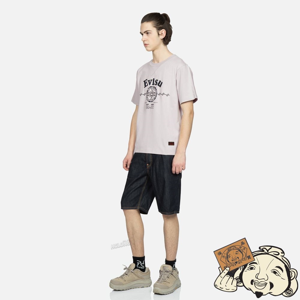 Men Evisu KAMON WITH SEAGULL PRINT T-SHIRT Violette Clair | 750XJVZMK