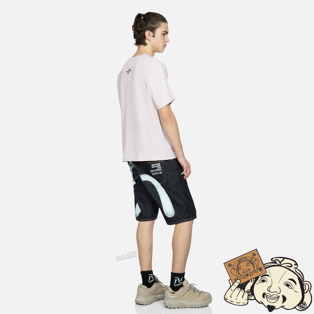 Men Evisu KAMON WITH SEAGULL PRINT T-SHIRT Violette Clair | 750XJVZMK