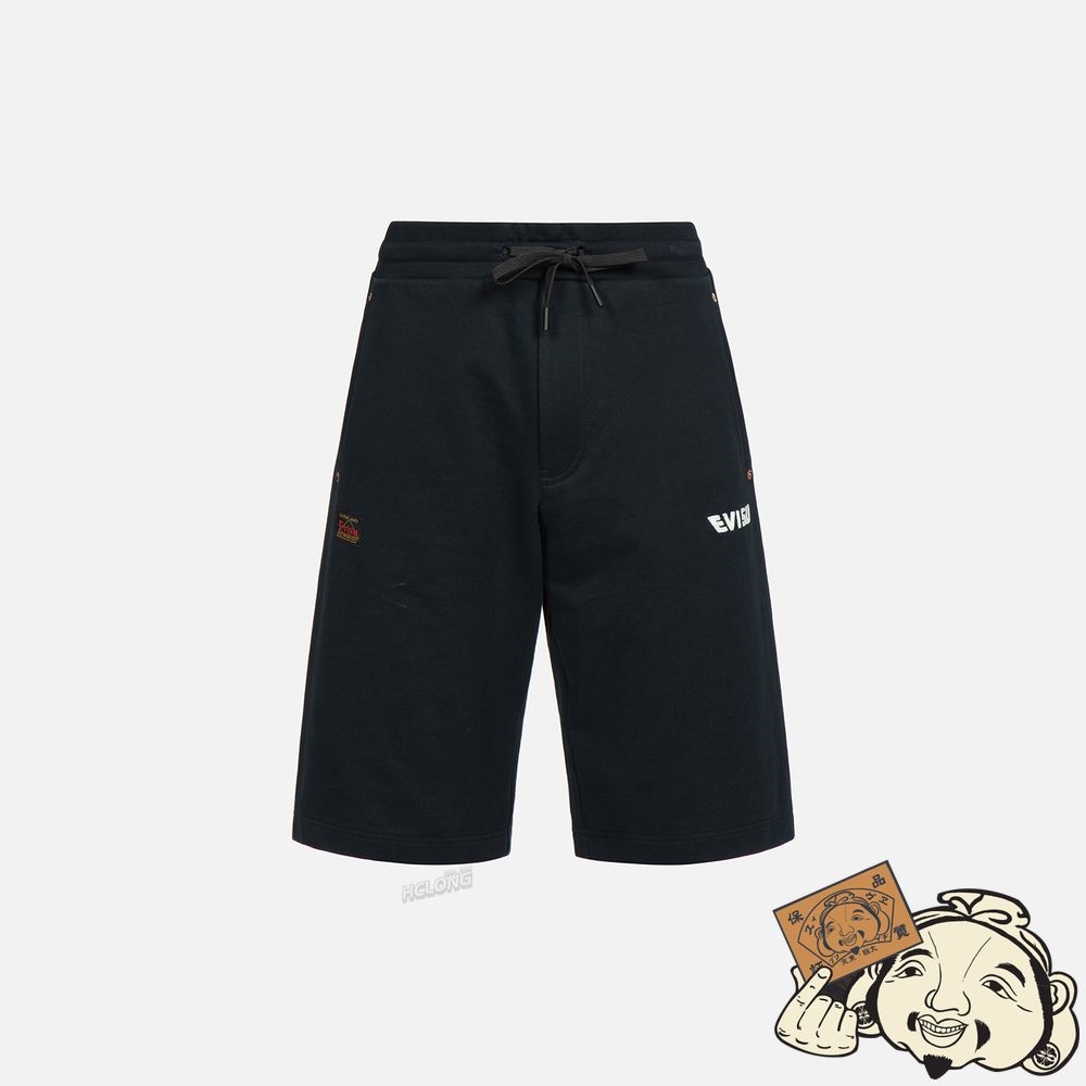 Men Evisu KOI-DRAGON DAICOCK PRINT SWEAT SHORTS Noir | 437NCMBAR