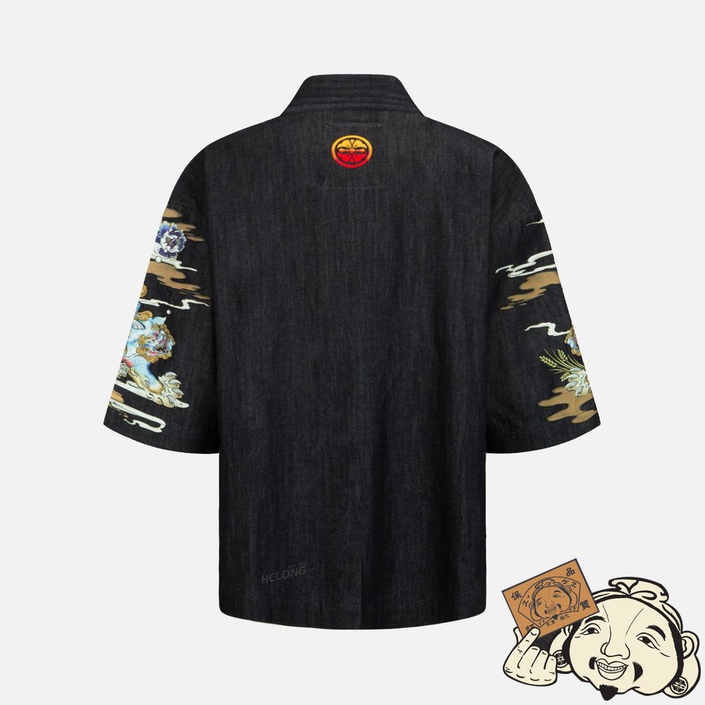 Men Evisu KOMAINU PAINTING PRINT DENIM KIMONO Indigo | 985TEARMB