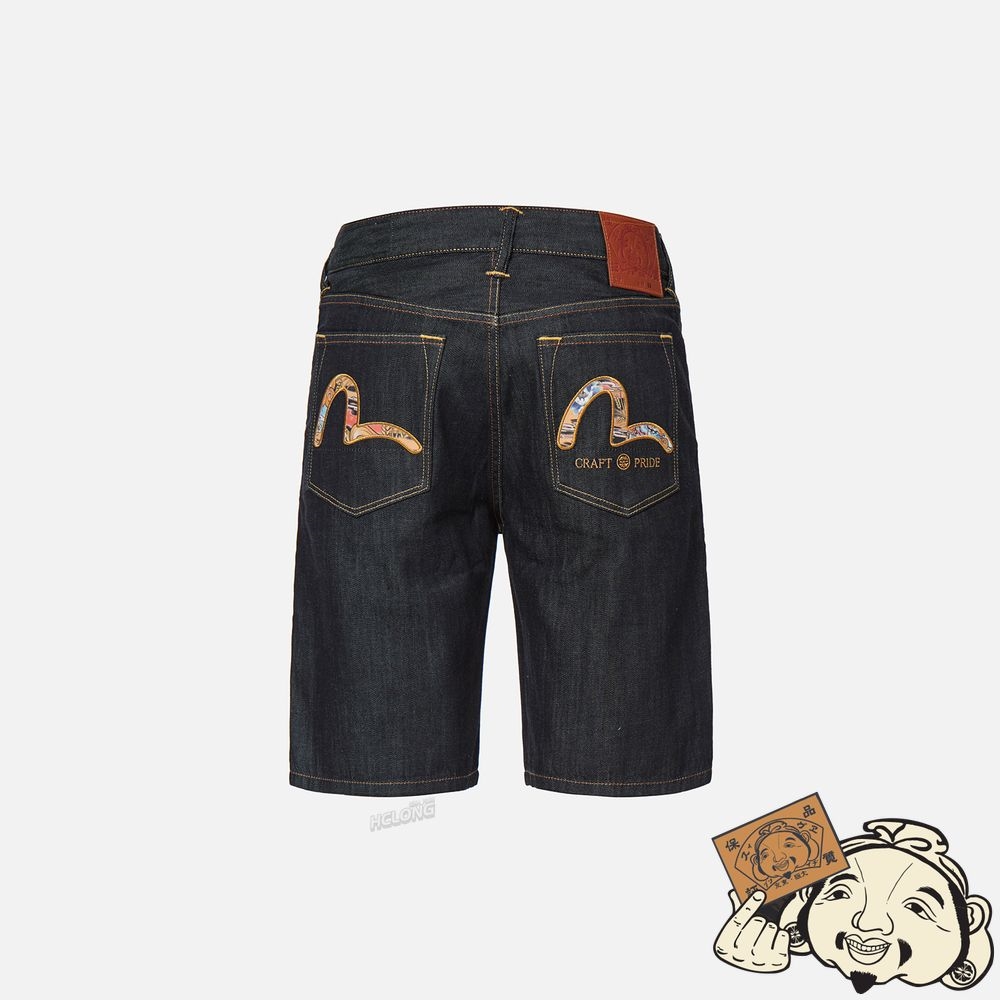 Men Evisu KOMAINU-PATTERN SEAGULL DENIM SHORTS Indigo | 254AKJHFX
