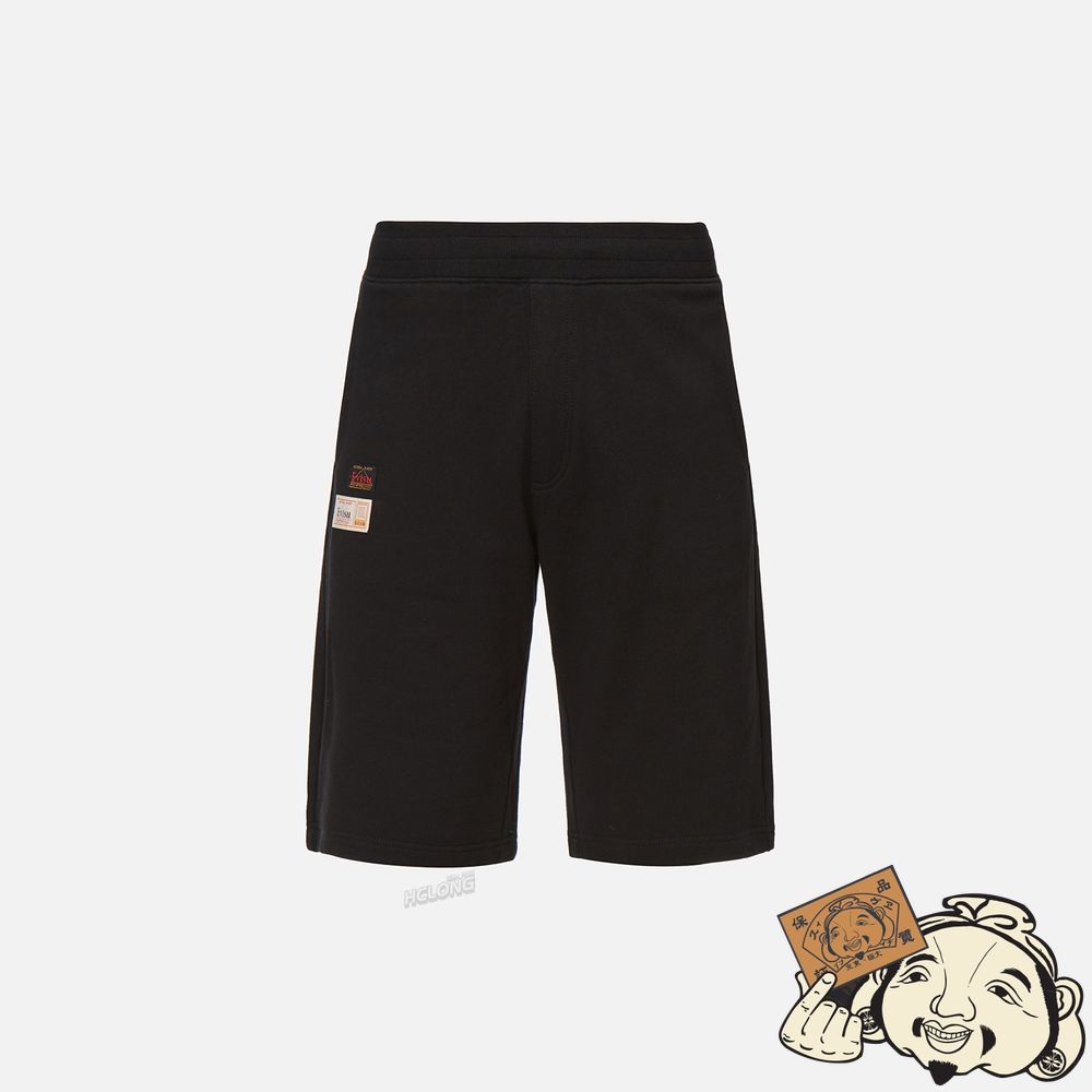 Men Evisu LABEL DAICOCK PRINT SWEAT SHORTS Noir | 098ZQOSHF