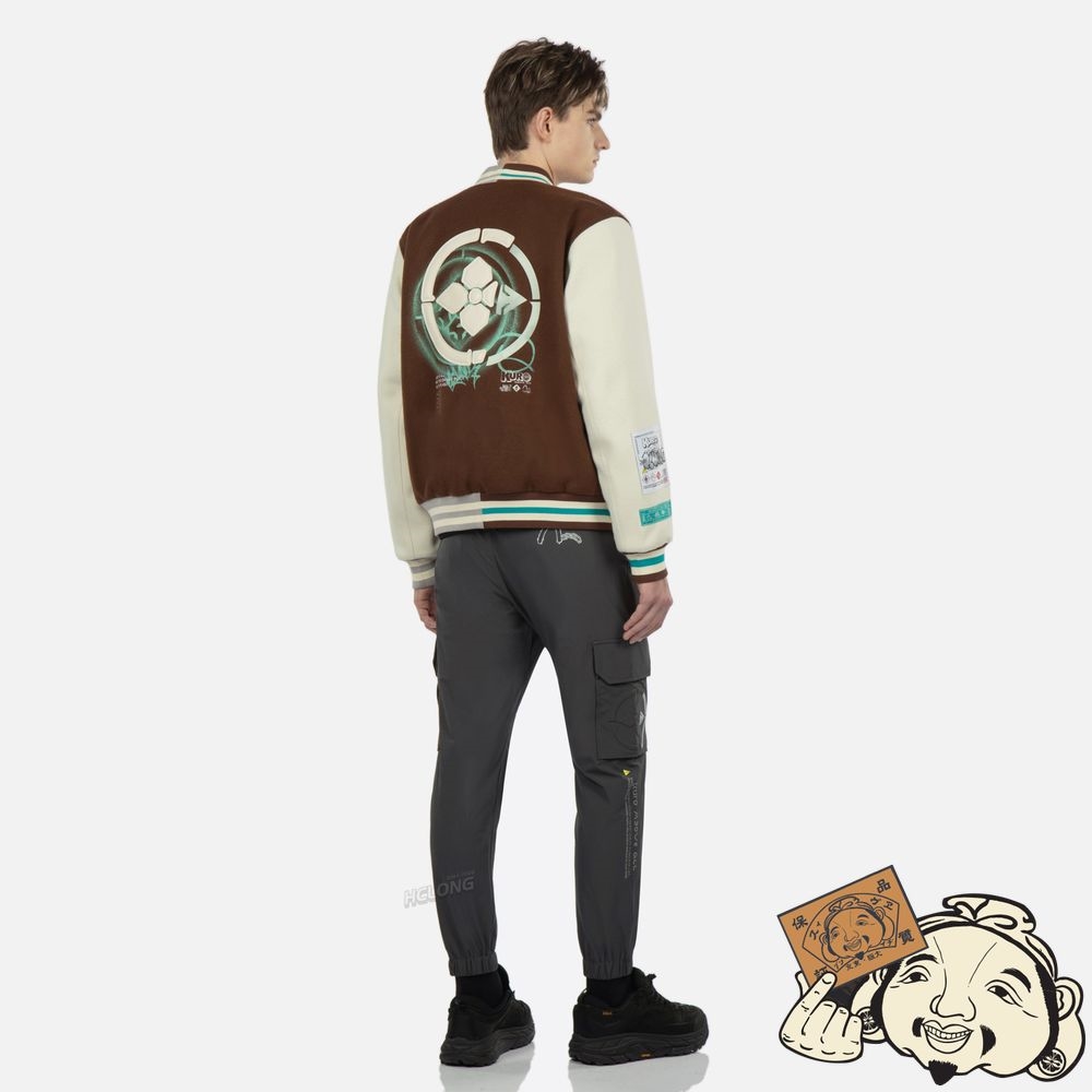 Men Evisu LEATHER KAMON PATCH COLORBLOCK BOMBER JACKET MULTIPLE | 764LYQIFN