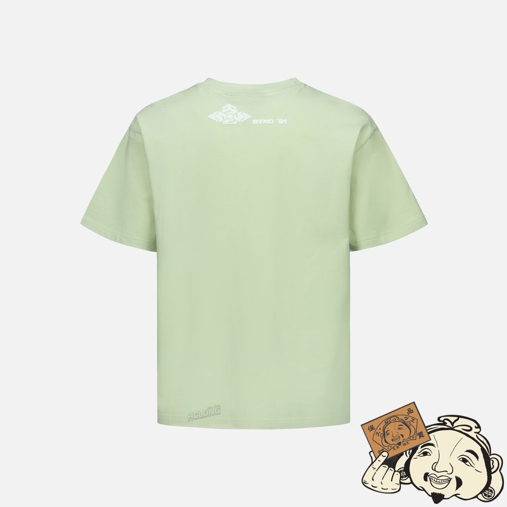 Men Evisu LOGO AND KAMON PRINT BOXY T-SHIRT Vert Clair | 489LHIUBQ