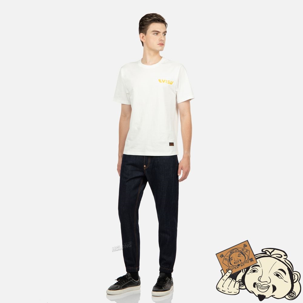Men Evisu LOGO AND KANJI APPLIQUÉ DENIM JOGGER PANTS Indigo | 928AOBWZM