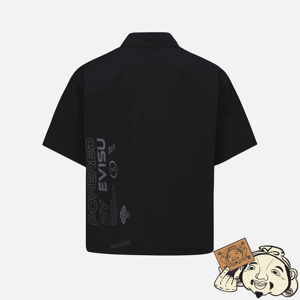 Men Evisu LOGO AND SEAGULL EMBROIDERY UTILITY SHIRT Noir | 274TRAYOM