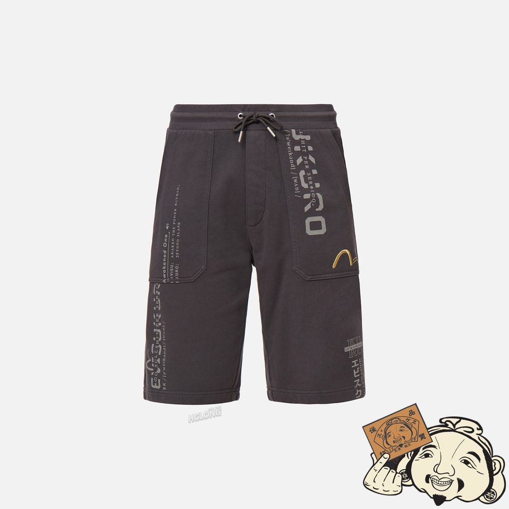 Men Evisu LOGO AND SLOGAN PRINT SWEAT SHORTS Grise | 105LFNUHJ