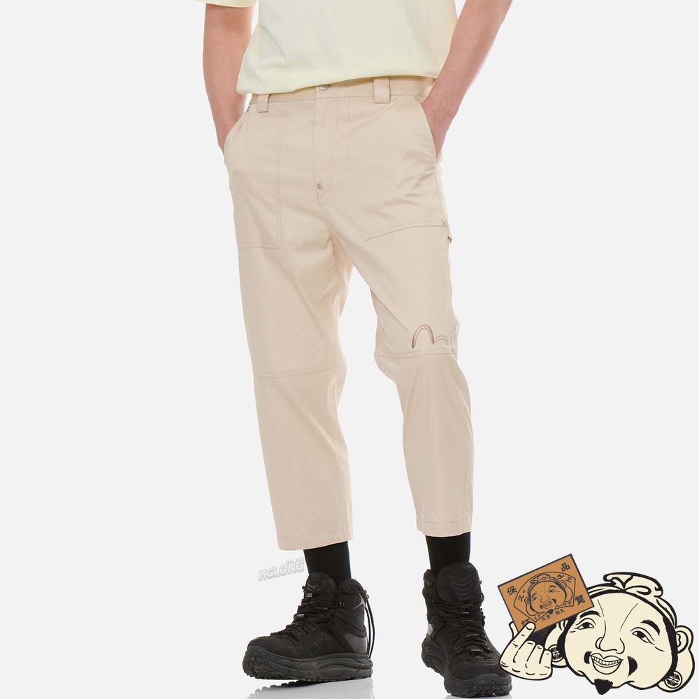 Men Evisu LOGO EMBROIDERY DROP CROTCH PANTS Kaki | 785AUBEIT