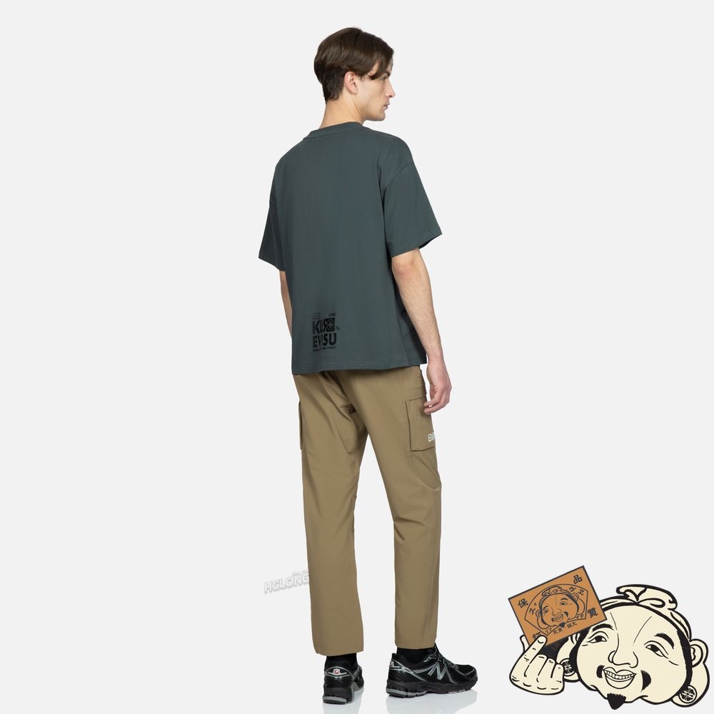 Men Evisu LOGO EMBROIDERY REGULAR FIT CARGO PANTS Kaki | 816RSEGWZ