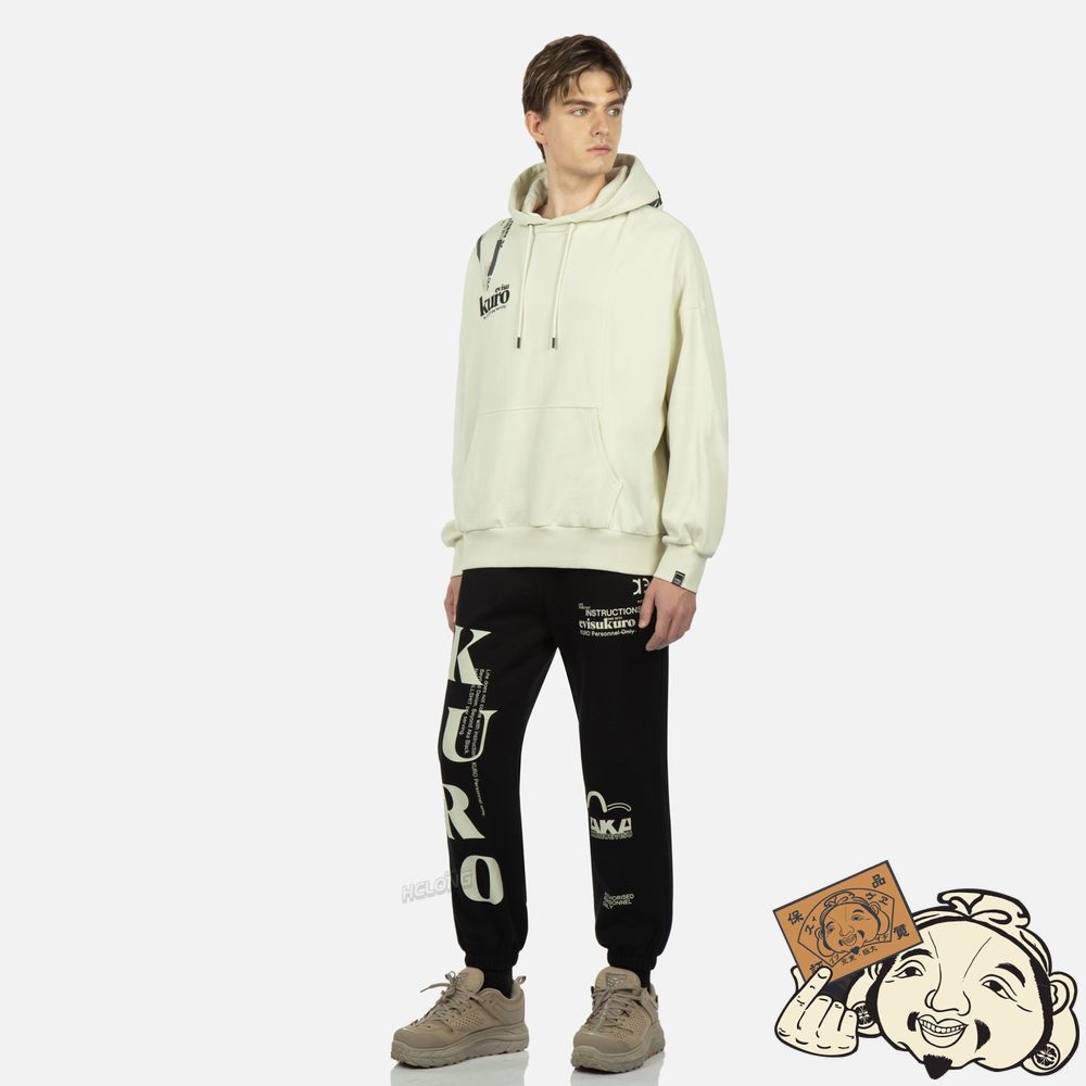 Men Evisu LOGO PRINTED PANNEL HOODIE Beige | 680ACMGWO