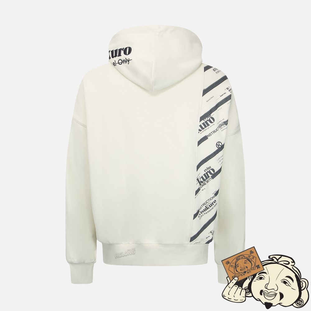 Men Evisu LOGO PRINTED PANNEL HOODIE Beige | 680ACMGWO