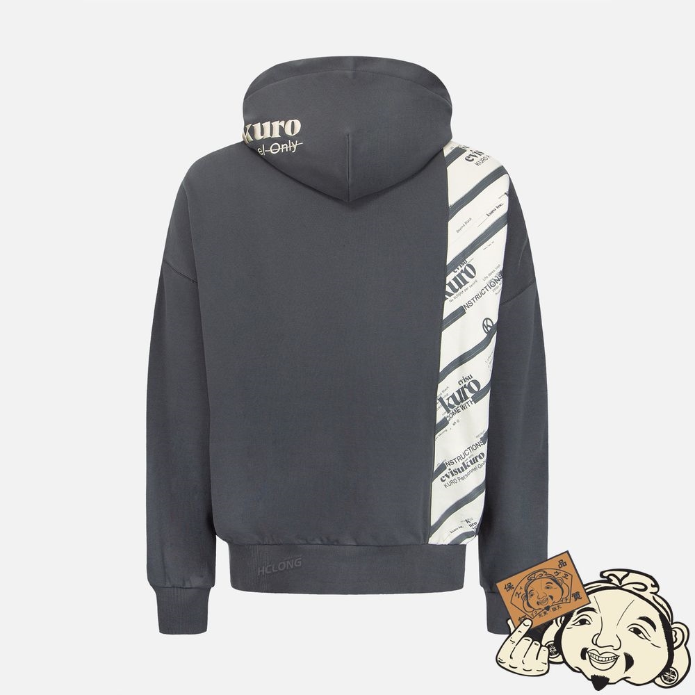 Men Evisu LOGO PRINTED PANNEL HOODIE CHARCOAL | 341QTXHAR