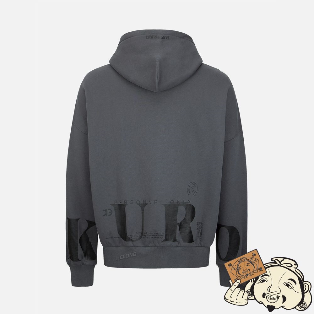 Men Evisu LOGO PRINT OVERSIZED HOODIE CHARCOAL | 213ISWXJN