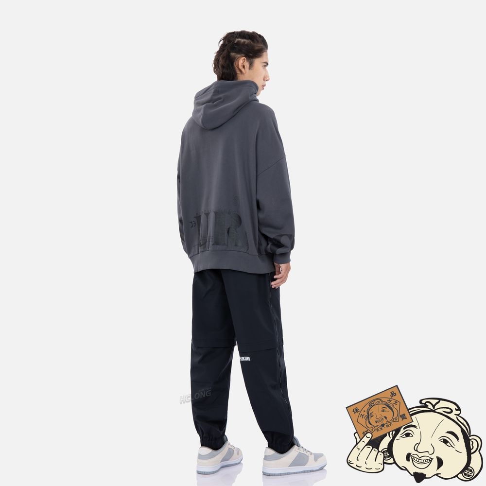 Men Evisu LOGO PRINT OVERSIZED HOODIE CHARCOAL | 213ISWXJN