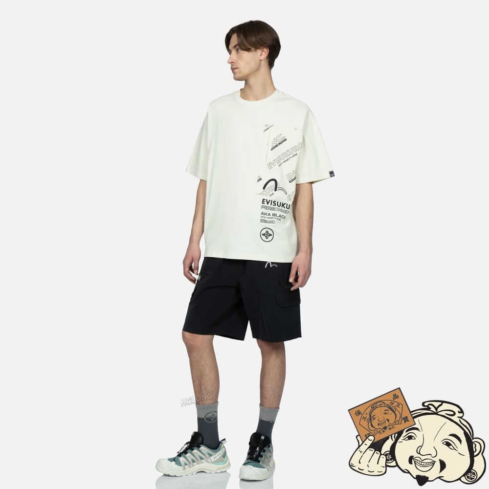 Men Evisu LOGO-PRINT POCKET BOXY T-SHIRT Beige | 572GFPVYU