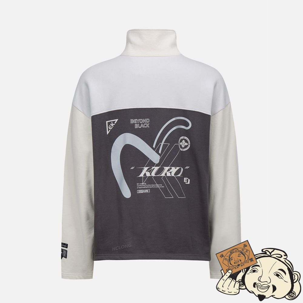 Men Evisu LOGO PRINT POLO NECK SWEATSHIRT MULTIPLE | 927XVGZHC