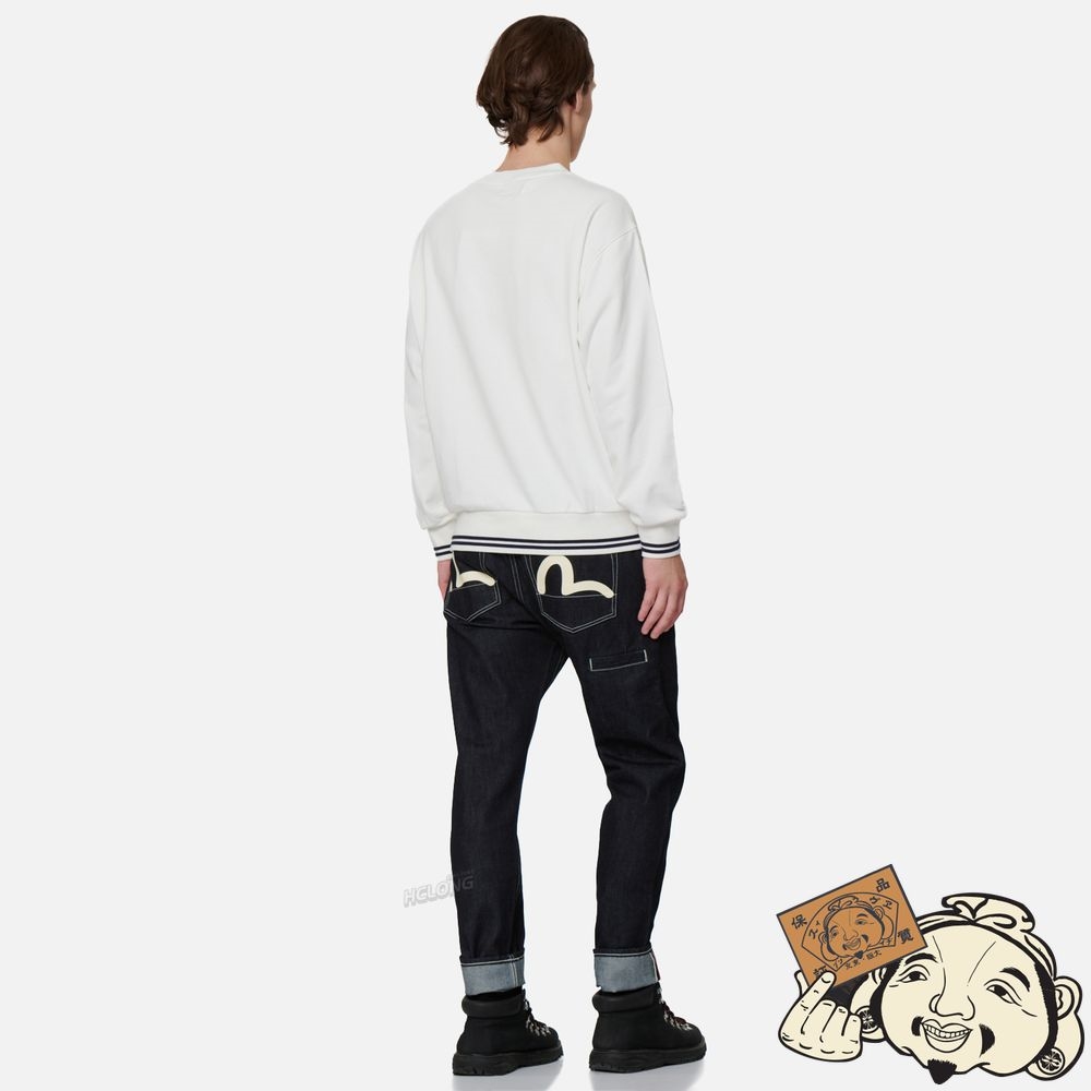 Men Evisu LOGO PRINT SWEATSHIRT Blanche | 097QMFYSL