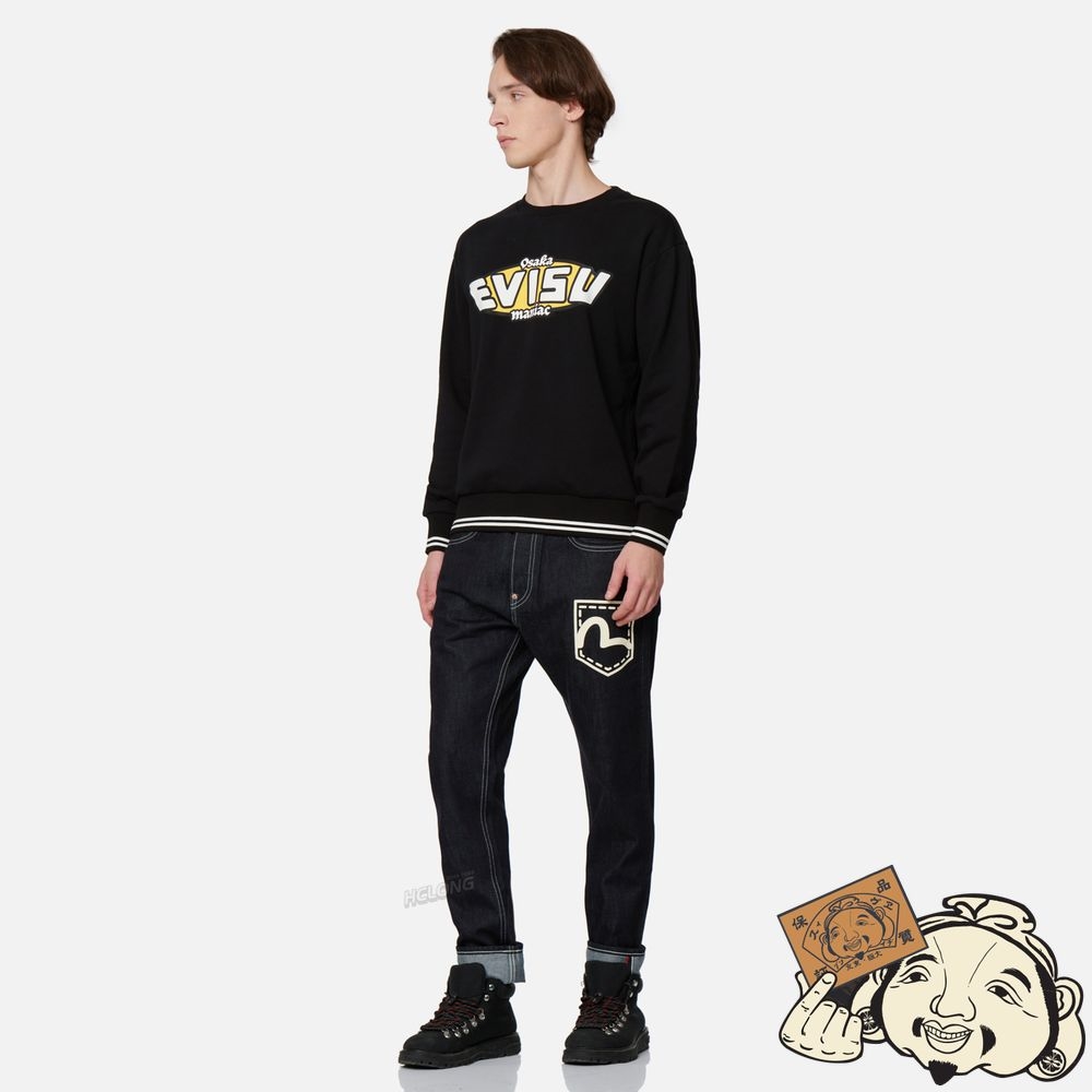 Men Evisu LOGO PRINT SWEATSHIRT Noir | 817DRNUOL