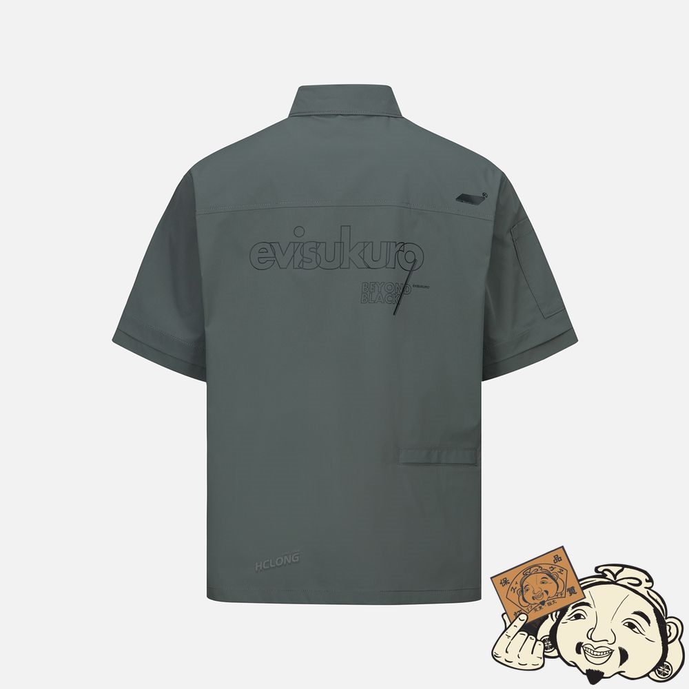 Men Evisu LOGO PRINT ZIP-UP SHIRT CHARCOAL | 984QOSWLF