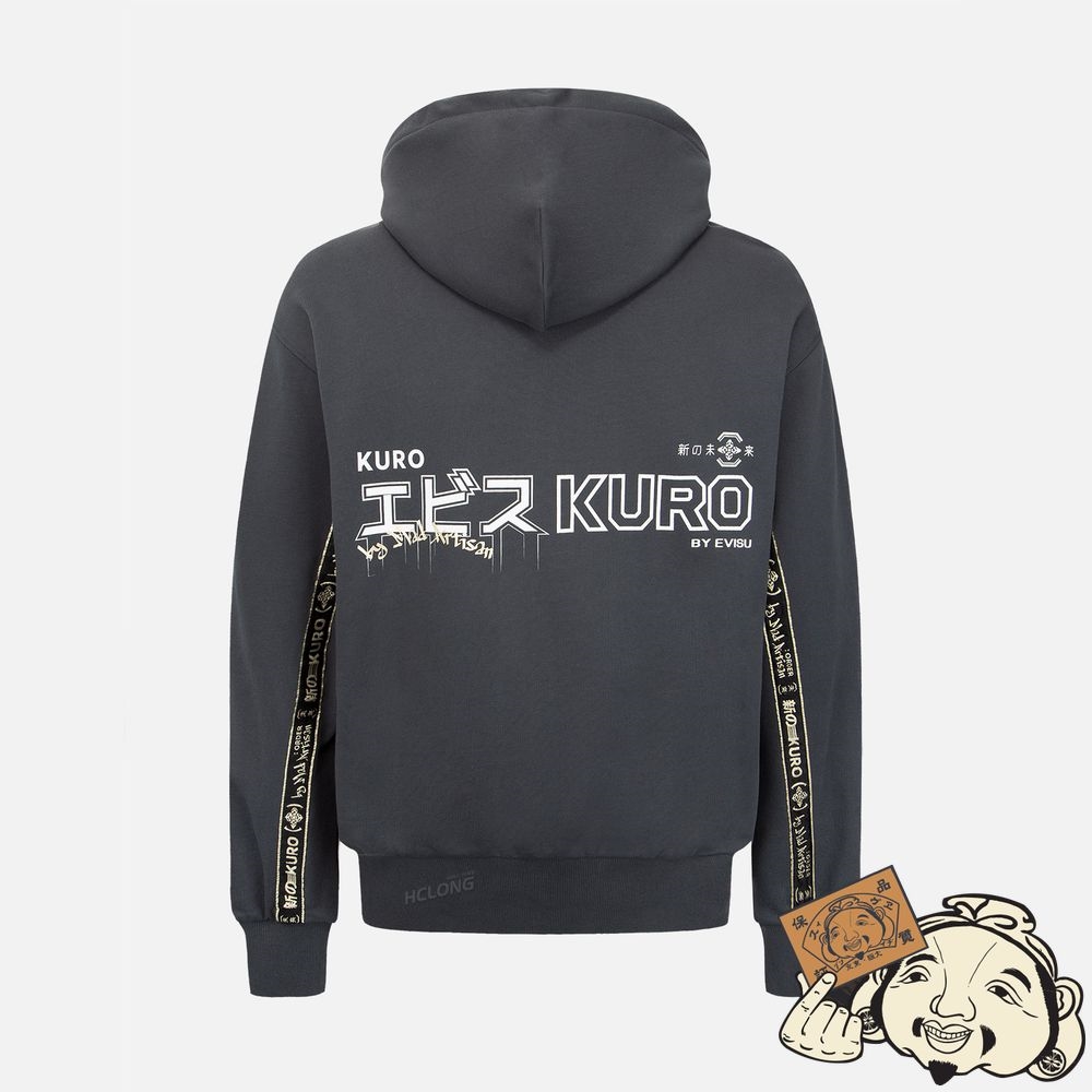 Men Evisu LOGO TAPES HOODIE CHARCOAL | 972YIWGFD
