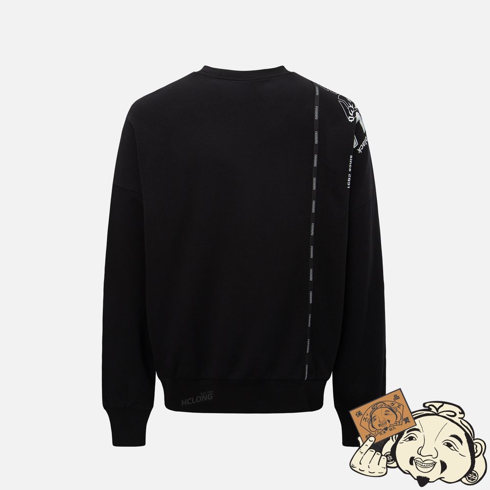 Men Evisu LOGO TAPE OVERSIZED SWEATSHIRT Noir | 194HEOSLY