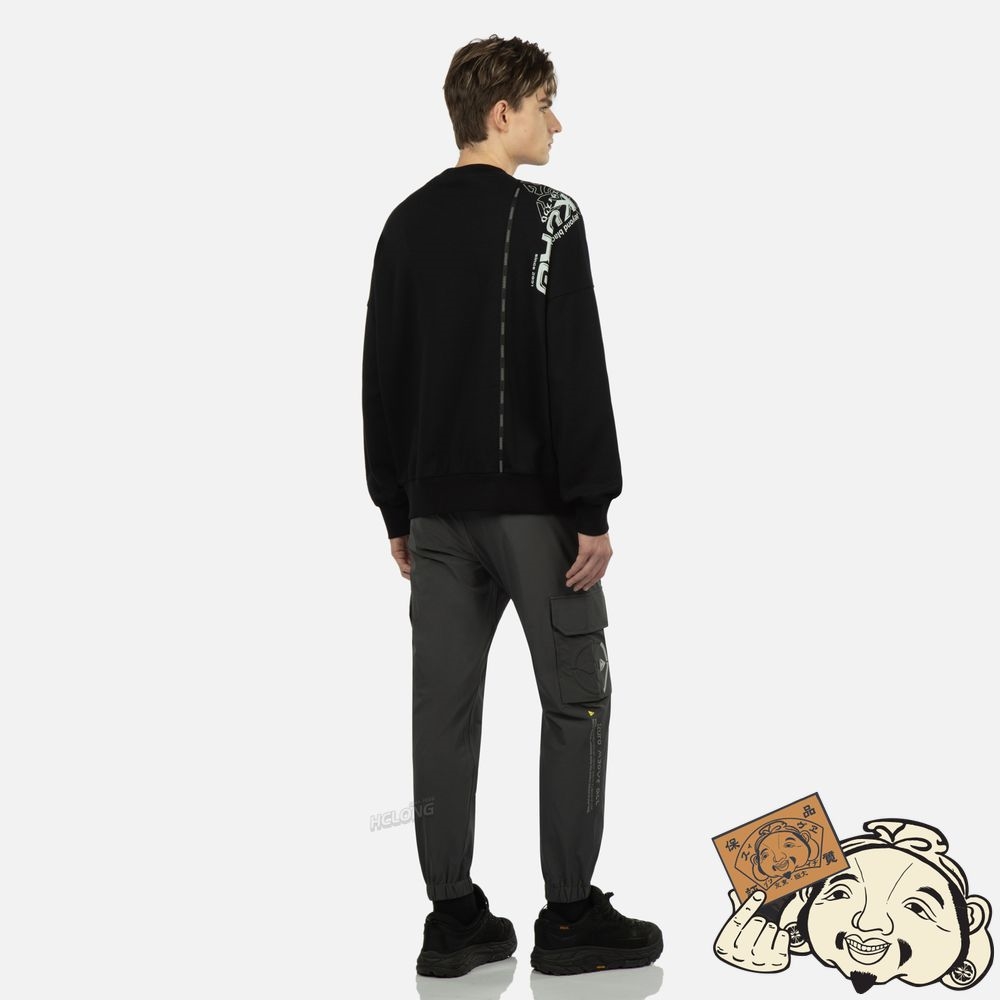 Men Evisu LOGO TAPE OVERSIZED SWEATSHIRT Noir | 194HEOSLY