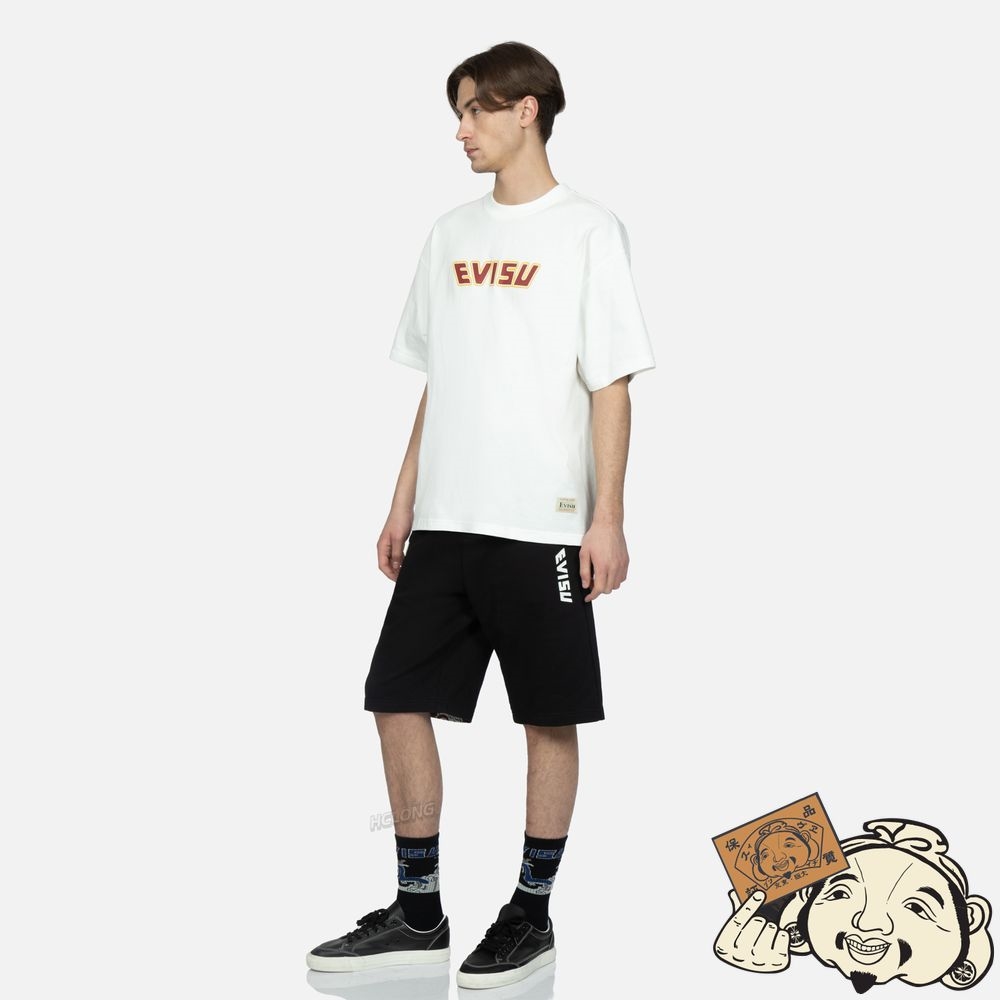 Men Evisu LUCKY CAT WITH TAIKO DARUMA PRINT T-SHIRT Blanche | 953OMXWVR