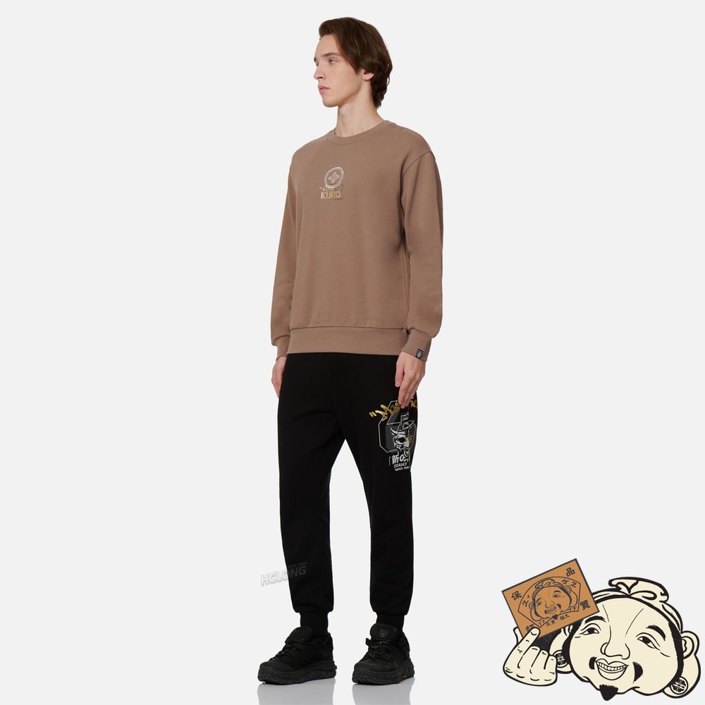 Men Evisu MELTING HANNYA SKULL EMBROIDERED SWEATSHIRT Kaki | 720OGQRCT