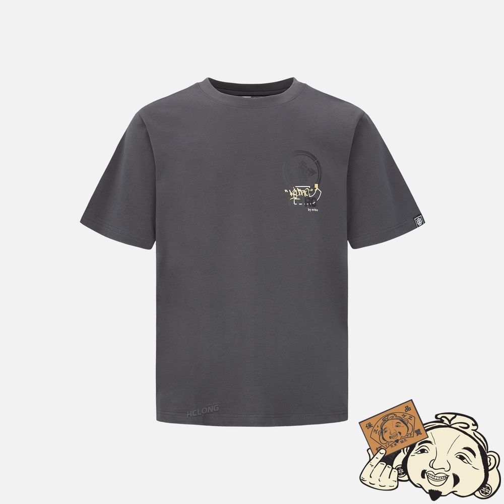 Men Evisu MELTING HANNYA SKULL PRINT T-SHIRT CHARCOAL | 925ZSATPH