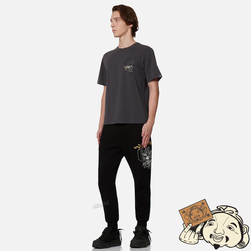 Men Evisu MELTING HANNYA SKULL PRINT T-SHIRT CHARCOAL | 925ZSATPH