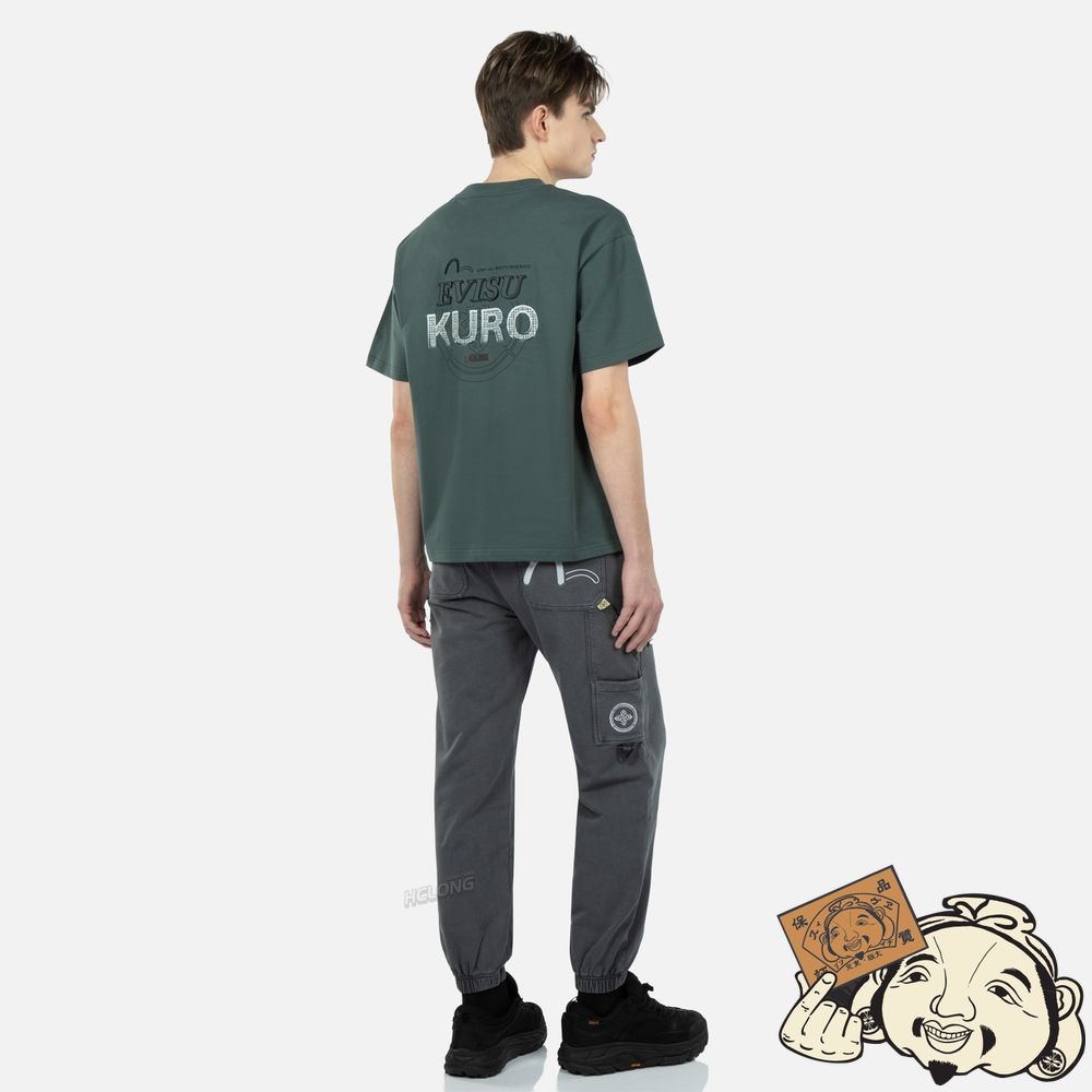 Men Evisu METALLIC LOGO PATCH T-SHIRT CHARCOAL | 205BYDNXF