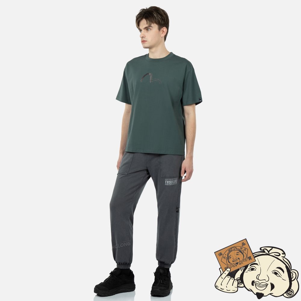 Men Evisu METALLIC LOGO PATCH T-SHIRT CHARCOAL | 205BYDNXF
